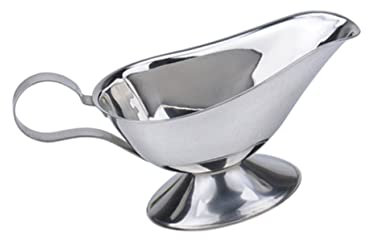 KICHOUSE 5ounce Stainless Steel Gravy Boat Serving Sauce Dish for Dining Juice Boat Handle for Beef Sauces Salad Dressing Creamer