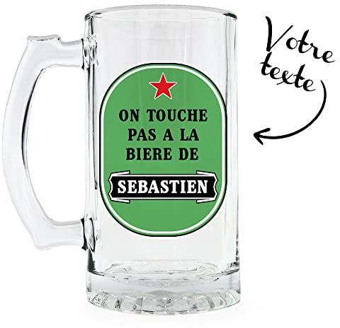 KDO MAGIC Chope à bière personnalisée 470 ml | Idée cadeau | Personnaliser | Impression sur verre | Anniversaire | Cadeau EVG | Fête des pères | Papa | Noël