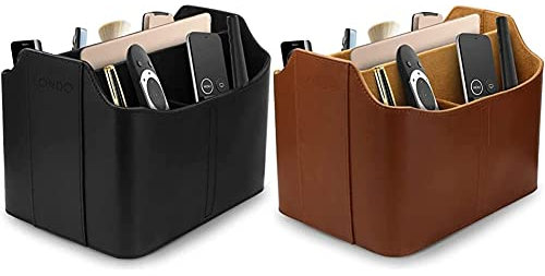 Londo Leder Fernbedienung Organizer und Halter & Leder Fernbedienung Organizer und Halter mit Tablet Fach, Fernbedienungshalter - Multifunktion Aufbewahrung (Hellbraun)