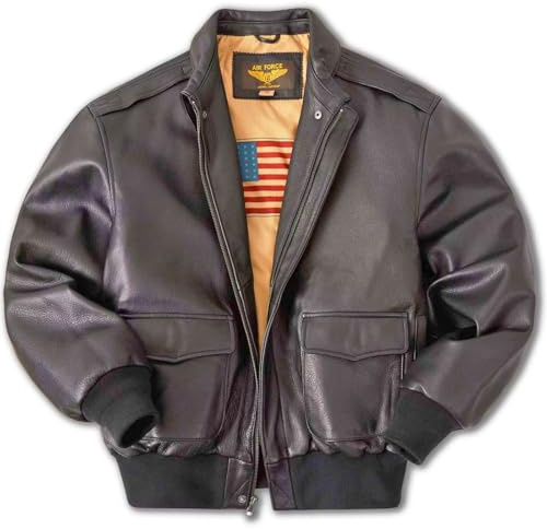 Landing Leathers Men Air Force A2 Leather Bomber Jacket (Also available in Big & Tall), Brown, Large