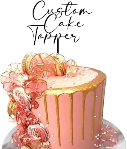 Custom Cake Topper Personalised Message Cake Topper |Any Name, Any Age, Any Words Cake Decoration Birthday Cakes, Anniversaries, Leaving Parties, Hen Parties (MIRROR GOLD)