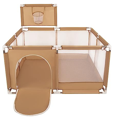 Selonis Laufstall Mit Korb Und Keine Bälle Laufgitter Für Kinder, Beige