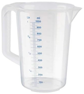 Vaso medidor, PP, transparente, escalado hasta +125 °C (1 litro)