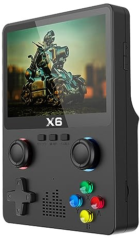 LYEAA X6 Console di gioco da 3,5 pollici IPS Console di gioco portatile 2000mAh ATJ22735 32bit RISC supporto maniglia connessione for adulti bambini (nero)