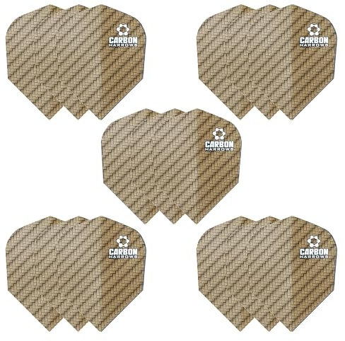 Harrows Carbon Dart Flights | 5 x Sets Dart Flights (15 Flights insgesamt) | 100 Mikron Dart Flights | Premium Extra Stark, hergestellt in Großbritannien | Professionelles Dart Zubehör | Goldene Dart