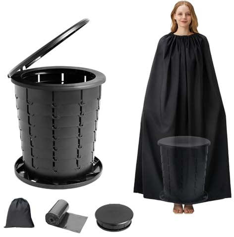 SMEKLYN Tragbares Toiletten-Set für Erwachsene, einziehbare Camping-Toilette mit tragbarem Sichtschutzzelt Outdoor-Reise-Toilette mit Privatsphären-Schutzklappen Falt-XL-Töpfchen mit verstellbarer