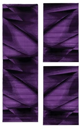 Carpetsale24 Bettumrandung Schlafzimmer 3 teilig Kurzflor Teppich Violett Bettvorleger Schlafzimmer Bettset: 2 St. 80x150 cm | 1 St. 80x300 cm - Flauschiger Teppich Läuferset Weich Moderne Design