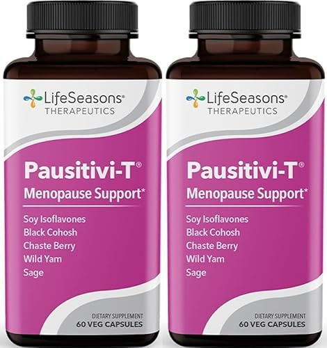 Pausitivi-T - Menopause Support Supplement - Relief for Hot Flashes, Hormone Imbalance & Night Sweats - Nourishes Tissue - Sage, Chasteberry, Soy Isoflavones & Black Cohosh - 60 Capsules (Pack of 2)