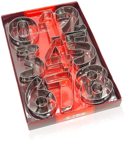 Nenakrn Number Cookie Cutter Set, Number Cutters for Fondant Icing, from 0 to 8-9 Piece - Stainless Steel