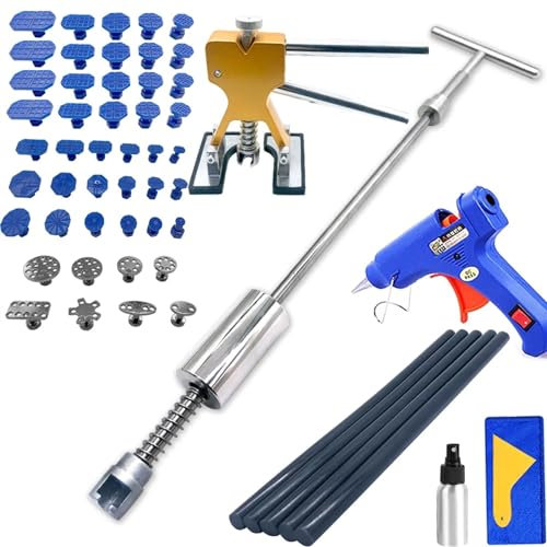 Saca Bollos de Chapa Coche,Sacabollos Coche Kit de herramientas de reparación de abolladuras en el coche, martillo deslizante inverso, ventosa, hoja de Metal, carrocería, juego de extractor de elimina