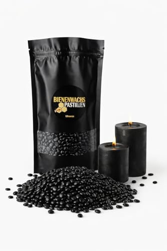 Ubswax Pastiglie di cera d'api per fai da te – Profumo naturale di cera d'api, versatile per candele, cosmetici e sabbia per candele (nero, 150g)