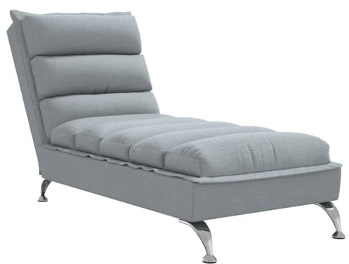 vidaXL Schäslong med dynor ljusgrå tyg, schäslonger, massageschäslonger, massagesoffor, massageschäslong, massagesoffa, modern schäslong
