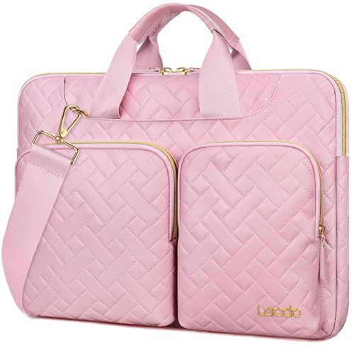 Lacdo 360° Protective Laptop Shoulder Bag for 13 inch New MacBook Air M5 A3449 2026, M4 A3240 2025 / M3 A3113 / M2 A2681 / M1 A2337 A2179 A1932, 13 inch MacBook Neo A18 Pro A3404 2026, Sakura Pink