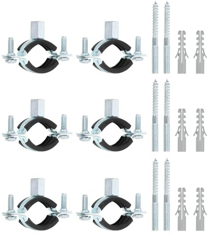 sourcing map 10 Pcs Adjustable Pipe Bracket Clamp, 1(25mm) Wall Ceiling Mount Split Ring Pipe Hanger Galvanized Iron Pipe Strap Support with Screw & Expansion Tube for Pipe Tube