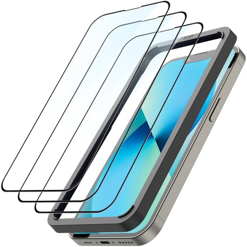 Beukei 3 Stück Panzer Schutz Glas für iPhone 13/13 Pro/14 mit Installationsrahmen, Tempered Glass,[9H Härte][HD Klare][Blasenfrei][Anti-Kratzen] Panzerfolie