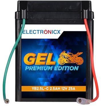 Electronicx GEL-YB2.5L-C Batteria Moto 12V 2,5Ah – sigillata, senza manutenzione, compatta (81×77×102 mm), 25A CCA – per scooter, ciclomotori, quad, rasaerba, jetski – resistente e affidabile