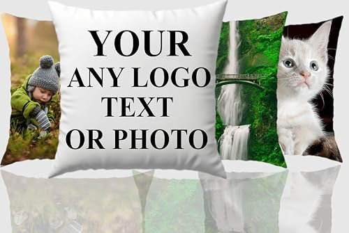 PB TECH Personalised Pillow Cushion, Customise with Any Text/Name and Photo, Gift for Girlfriend, Husband, Wife, Family, Birthday, Keepsake Home Décor Throw Pillow. (Pillow With Cushion Filling)