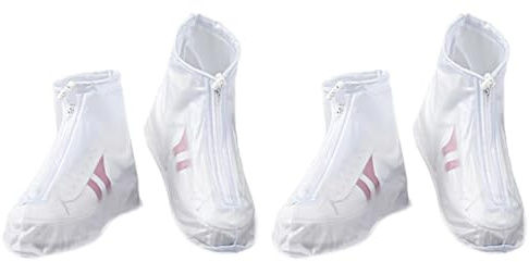 Hitopin Sovrascarpe Riutilizzabile, 4 Pezzi Copriscarpe Impermeabili con Cerniera, Sovrascarpe Riutilizzabile, Copriscarpe Impermeabili, per Pioggia Strade Fangose Copriscarpe Pioggia Ciclismo