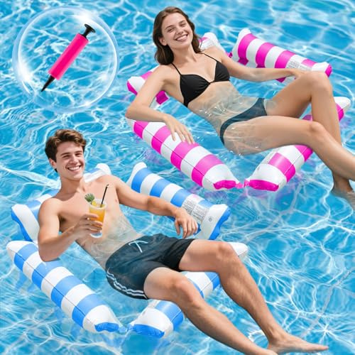 SHAINE Luftmatratze Pool Wasser, 2 Stück Wasserhängematte Mit Netz, 4 In 1 Luftmatratze Netz Tanning Pool Erwachsene, Hängematte Wasser Schwimmbad Strand Pool Zubehör