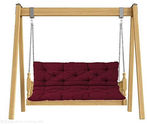 Cojines de banco de exterior de 2 o 3 plazas para balancín de jardín, 150 x 100 x 8 cm, soporte respaldo, color rojo oscuro