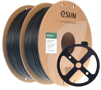 eSUN Kohlefaser Gefüllt PLA-CF Filament 1.75mm, Schwarz, 2KG | PLA Carbon Fiber Filled PLA Filament Maßgenauigkeit +/- 0.03mm, 1KG pro Spule, 2 Spulen,3D Druck Materialien