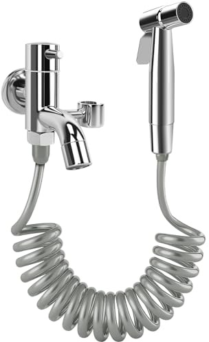 Stainless Steel Bidet Hand Shower, Dual Mode (Jet/Spray) Brass Bathroom Fitting, 2.5 Metre Extendable Hose, Suitable for Cleaning The Bathroom and Bathing Pets