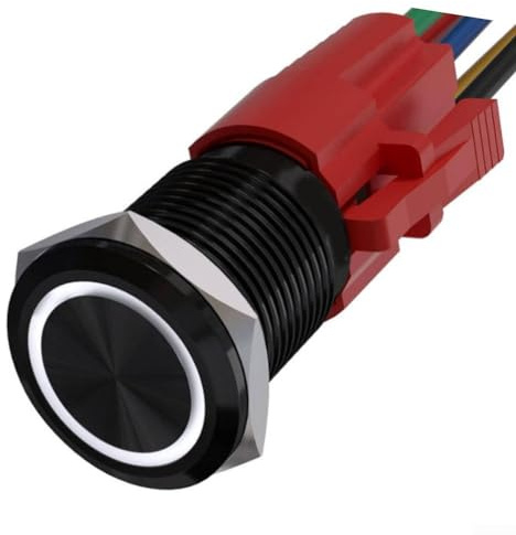 Interruttore a pulsante con chiusura a scatto in metallo IP67 da 22 mm, con luce LED, autobloccante/reset, funzionamento facile, vasta gamma di applicazioni (reset bianco)