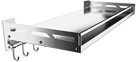 Stainless Steel Wall Shelf, Multi-functional Kitchen & Bathroom nizer, Floating Storage Rack for Shower Caddy, Serving Tray, Oven Storage, Silver 50x35x13cm