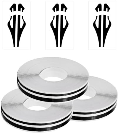 SYEYCW 3 Rollos Impermeable Pegatinas de Rayas, 9.8m Negro Pegatinas Vinilo para Coche, Molduras Decorativas Calcomanías de Vinilo, para Coches, Motos, Instrumentos Musicales de Bricolaje, Cascos