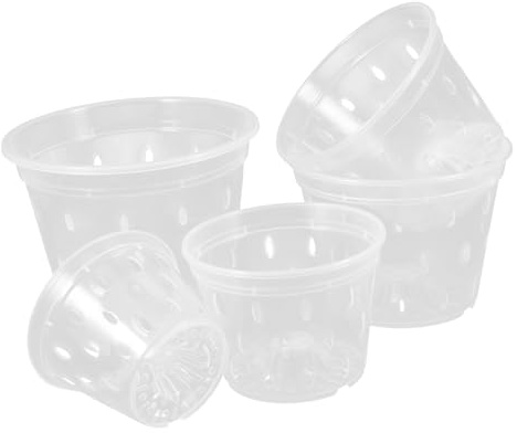 ibasenice Lot de 5 Pots à Orchidées en PP avec Drainage et Aération, Pots Ronds pour Plantes D'intérieur, Adaptés aux Jardins et Parcs, Contrôle des Racines