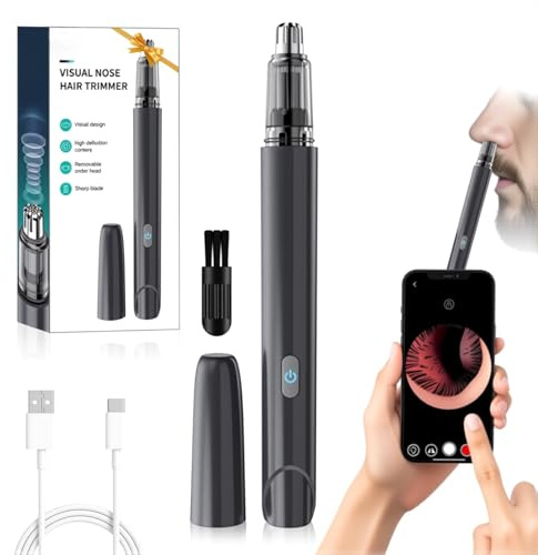 LORESJOY Tagliapeli Naso e Orecchie, Taglia Peli Naso, Rifinitore di Precisione, Rifinitore per Sopracciglia, Ricaricabile USB Visivo Tagliapeli Orecchie Uomo Donna, Terrimmer per capelli