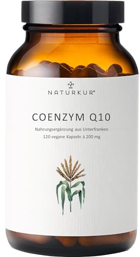 Naturkur® Coenzym Q10 200mg - 120 Kapseln im Apothekerglas - Ubiquinon, Vegan, laborgeprüft, ohne Zusatzstoffe, in Handarbeit hergestellt in Unterfranken