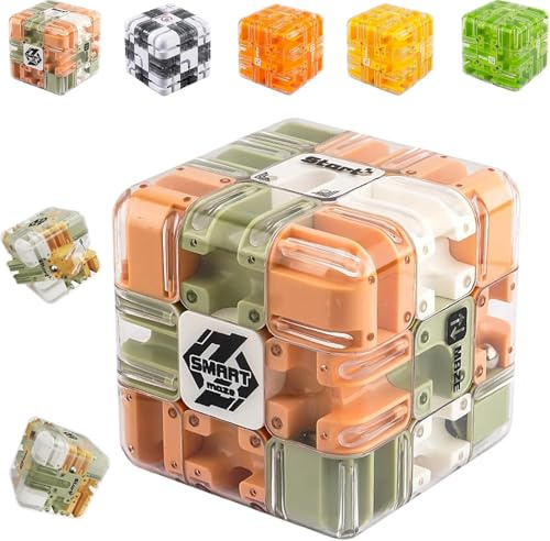 Large 3D Labyrinth Cube Puzzle, 2025 3D Magic Cube Maze Ball Puzzle, Spatial Awareness Brain Training Toy for Stress Relief & Logic Development, Educational Focus Game Gift for Adults Teens (A)