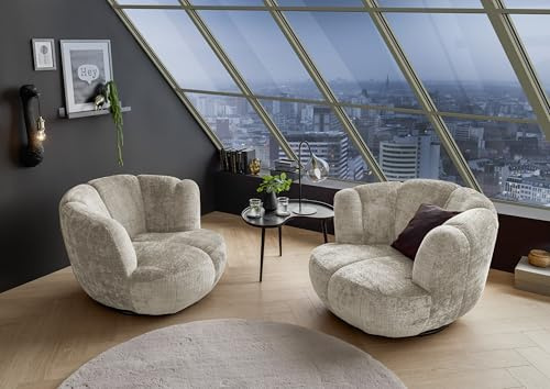 Drehsessel MURIEL in Taupe – Moderner Komfort in weicher, organischer Form