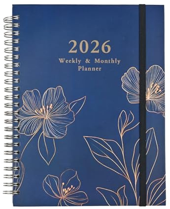 Kalender 2026 A5 Englisch, Praktischer Terminplaner mit Spiralbindung und Register-Tabs, Buchkalender für Wochenplanung mit 1 Woche Auf 2 Seiten