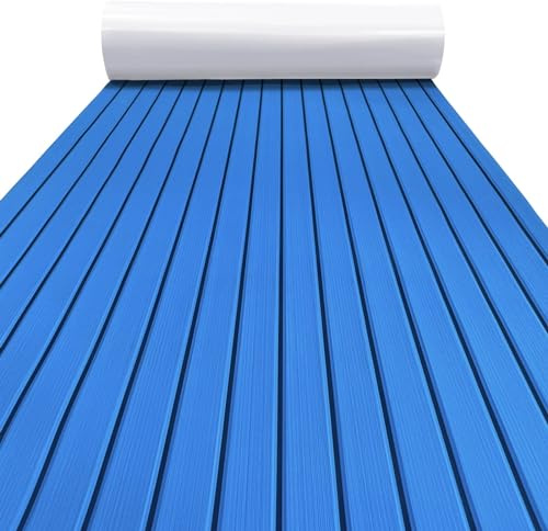 DSFIHJO Pavimentazione per Barche Eva Foam Boat Decking Kayak RV Flooring Self Adhesive Trimmable Pad Cooler Tops Seating Golf Cart Non Blue 120 * 30cm Adesivo(Black And Blue)