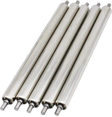 Generico 5-pack transportörsrullar i stål - hållbar diameter på 2 tum för matning/utmatningsbord, längder från 16 till 40 tum, perfekt för fabriks- och gör-det-själv-projekt, rörelse