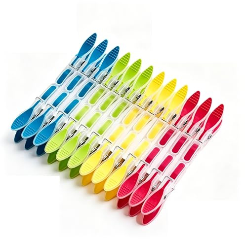 Clothes Pegs for Washing Line | Washing Line Pegs with Rubber Pad for Strong Grip | Indoor Outdoor Plastic Clothes Pegs Strong Large Laundry Pegs - 24 pcs