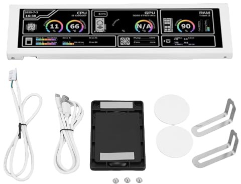 Hominas Pannello di visualizzazione della Temperatura del PC Schermo LCD FHD Universale 8,8 Pollici 1920x480 Ampio Angolo di Visione di 178° Monitor Dati CPU GPU per Workstation (Bianca)