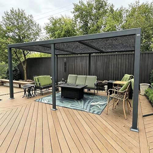 PURPLE LEAF Pergola 3,5 × 6,25 m Lamellendach, Verdeckte Entwässerung, Grau | Aluminiumrahmen Wetterfest, Klare Montageanleitung, Separat verstellbare Lamellen, UV-Schutz & Belüftung, Gastronomie & Café
