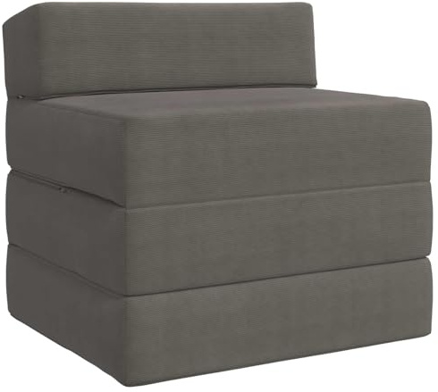 Teenpull Fällbar soffa, säng, ljusgrå av manchestertyg, 200 x 70 x 10 cm, skumstoppning, avtagbart överdrag, soffa soffa soffa för vardagsrum, gästrum och liggfunktion inomhus
