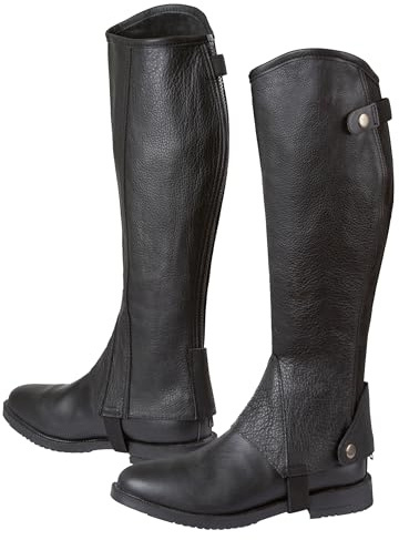 Covalliero Minichaps Elasto Leder Elastikeinsatz, schwarz