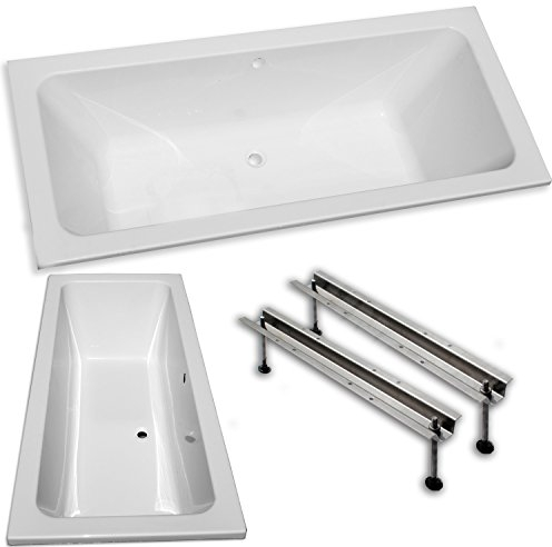 Acryl- Rechteck Badewanne Koralle T 200 180 x 80 cm mit Mittelablauf (mit Fußgestell ohne Ablauf)