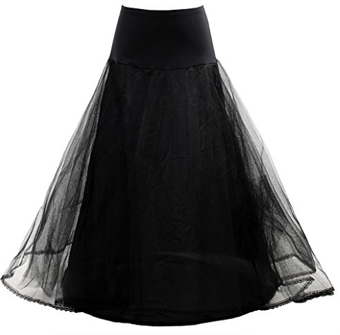 HIMRY Sottogonna con Pizzo, 1 Cerchio, 3 Strati, Crinolina Sottoveste, per Vestito Abito da Sposa, Taglia Unica, Adatto per Taglia XS, S, M, L, XL, XXL. Nero, KXB-0019 Black
