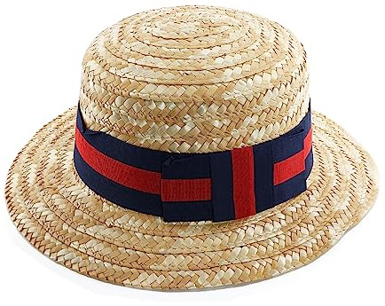 Straw Boater HAT with Ribbon & Bow Quality School Accessory Mens & Ladies HAT in 6 Styles Fancy Dress