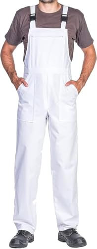 MAZALAT work wear Salopette da Lavoro Uomo, Taglie Grandi S-3XL, Made in EU, Colori Diversi, Tuta da Lavoro Uomo Qualità, Bianco, S