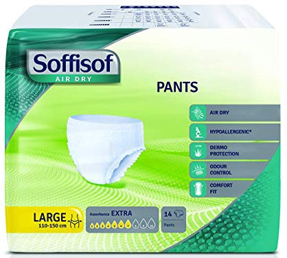 Soffisof Air Dry Pannoloni tipo Pants-Pull-Up, Incontinenza Moderata, Assorbenza Extra per il Giorno, 6 Pacchi da 14 Pezzi, Large