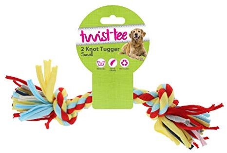 Happy Pet Nuts For Knots Twist-Tee Dog Tugger Toy 2 Knot Cotton Machine Washable Interactive Outdoor Playing Fetch Retrieve Pet Accessory - Large