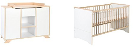 Schardt 10 980 70 00 Sparset Tokio bestehend aus Kinderbett, Umbauseiten und Wickelkommode, weiß