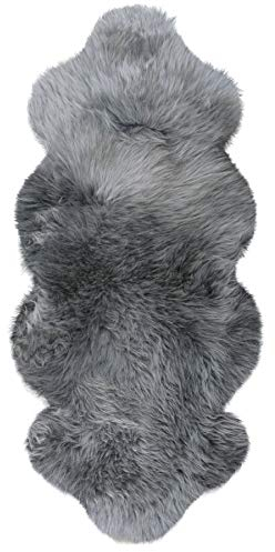 Heitmann Lammfell Bettvorleger Schaffell Teppich 140 x 68 cm grau Matte Fell